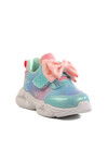 Turquoise Velcro Lighted Girls Sneakers 24002 B
