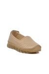 Beige Genuine Leather Womens Casual Shoes 0001 Z