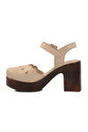 Beige Genuine Leather Womens Heeled Sandals 2217001Y Z