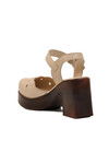 Beige Genuine Leather Womens Heeled Sandals 2217001Y Z