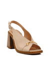 Beige Genuine Leather Womens Heeled Sandals 2511902Y Z