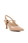 Beige Thin Heeled Womens Evening Shoes 658228 Z