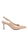 Beige Patent Leather Thin Heeled Womens Evening Shoes 658224 Z