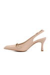 Beige Patent Leather Thin Heeled Womens Evening Shoes 658224 Z