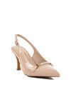Beige Patent Leather Thin Heeled Womens Evening Shoes 658224 Z
