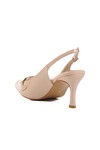 Beige Patent Leather Thin Heeled Womens Evening Shoes 658224 Z