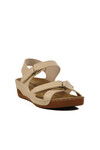 Beige Velcro Lightweight Womens Wedge Heel Sandals 02-380 Z