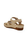 Beige Velcro Lightweight Womens Wedge Heel Sandals 02-380 Z