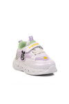 White Green Velcro Lightweight Girls Sneakers Ruffon B