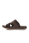 Brown Genuine Leather Mens Slippers 2045 M