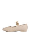 Cream Light Thin Sole Belted Womens Ballerinas B-40 Z