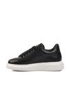 Black and White Genuine Leather Mens Sneaker Premium 02028 M