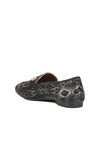Black Patterned Thin Sole Lightweight Womens Ballerinas B-22 Z