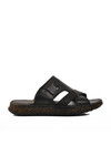 Black Genuine Leather Mens Slippers 2045 M