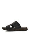Black Genuine Leather Mens Slippers 2045 M