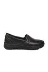 Black Genuine Leather Anatomic Womens Casual Shoes 1002 Z