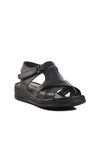 Black Genuine Leather Womens Sandals 9216 Z