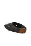 Black Genuine Leather Womens Slippers 001 Z