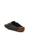 Black Genuine Leather Womens Slippers 002 Z