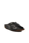Black Genuine Leather Womens Slippers 003 Z