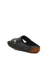 Black Genuine Leather Womens Slippers 012 Z
