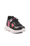 Black Lilac Velcro Mesh Girls Sneakers Ruffon F