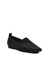 Black Light Stone Embroidered Womens Ballerinas 277146 Z