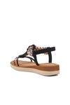 Black Embroidered Lightweight Thin Sole Womens Sandals 358131 Z