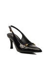 Black Patent Leather Thin Heeled Womens Evening Shoes 658224 Z