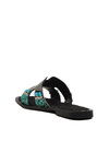 Black Stone Embroidered Thin Sole Lightweight Womens Slippers 246048 Z