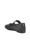 Black Light Thin Sole Belted Womens Ballerinas B-40 Z