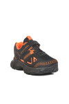 Black Orange Velcro Mesh Unisex Kids Sports Shoes 1500 F