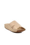 Beige Genuine Leather Womens Slippers 012 Z