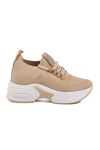 Beige Knit Thick Sole Womens Sneaker Lady 5002 Z