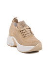 Beige Knit Thick Sole Womens Sneaker Lady 5002 Z