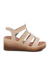 Beige Velcro Heeled Womens Sandals T-001 Z