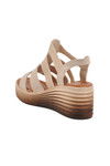 Beige Velcro Heeled Womens Sandals T-001 Z
