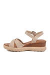 Beige Velcro Heeled Womens Sandals T-002 Z