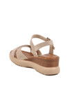 Beige Velcro Heeled Womens Sandals T-002 Z