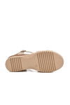 Beige Velcro Heeled Womens Sandals T-002 Z
