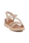 Beige Heeled Womens Sandals T-004 Z