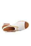 White Genuine Leather Womens Heeled Sandals PC-54632 Z