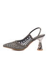 Gray Stone Embroidered Thin Heeled Womens Evening Shoes 25Y125-2 Z