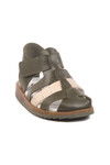 Khaki Beige Velcro Lightweight Unisex Childrens Sandals 17370 B