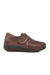 Brown Genuine Leather Velcro Anatomic Womens Casual Shoes 42633 Z
