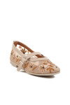 Cream Belted Lightly Patterned Womens Ballerinas B-52 Z