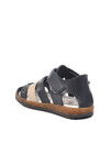 Navy Blue Beige Velcro Lightweight Unisex Childrens Sandals 17370 B