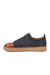 Navy Blue Brown Genuine Leather Mens Casual Shoes 3K1973 M