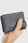 Black Genuine Leather Mens Card Holder 711