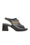 Black Genuine Leather Womens Heeled Sandals PC-54632 Z
